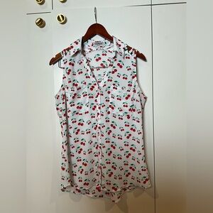 Express Cherry Print Sleeveless Blouse